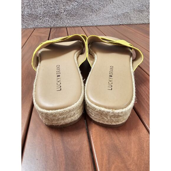 NEW Lucky Brand Gayte Yellow Espadrille Slide‎ Sandals 8.5 B(M) - Picture 2 of 4